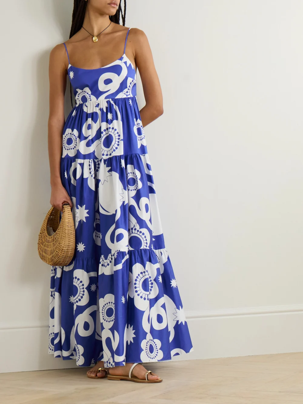 Borgo de Nor Merle Tiered Floral-print Cotton-poplin Maxi Dress, worn by a model
