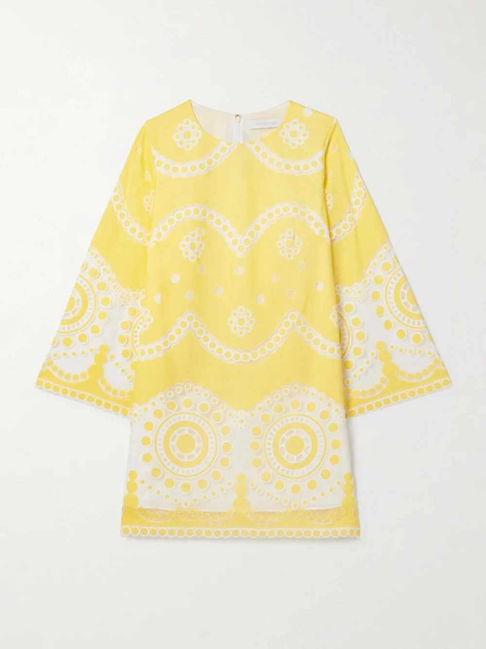 Borgo de Nor Stevie Cotton-blend Poplin and Guipure Lace Mini Dress in yellow
