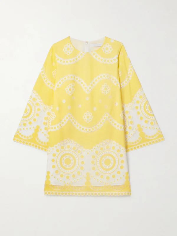 Borgo de Nor Stevie Cotton-blend Poplin and Guipure Lace Mini Dress