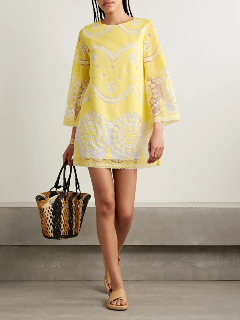 Borgo de Nor Stevie Cotton-blend Poplin and Guipure Lace Mini Dress