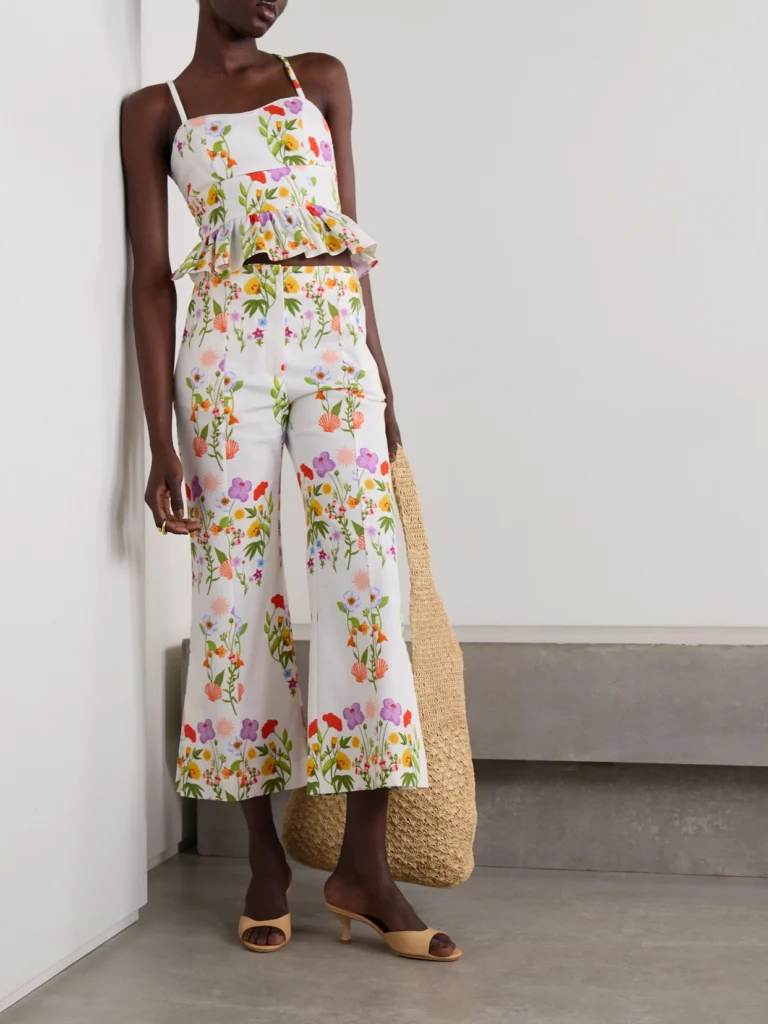 Borgo de Nor Yves Cropped Cotton-blend Piqué Flared Pants