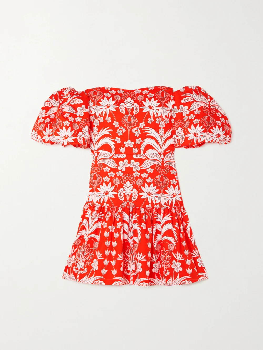 Borgo de Nor Ziggy Off-the-shoulder Floral-print Cotton Mini Dress in red