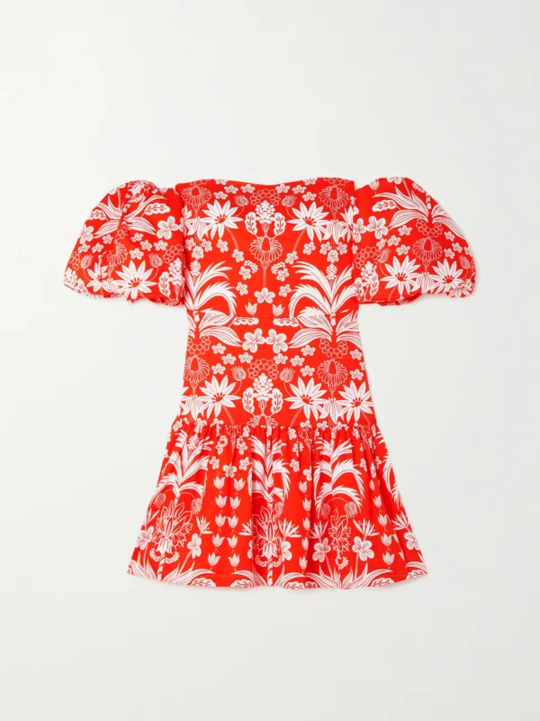 Borgo de Nor Ziggy Off-the-shoulder Floral-print Cotton Mini Dress