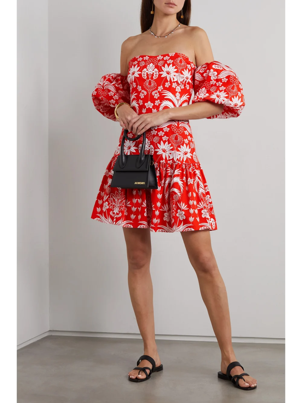 Borgo de Nor Ziggy Off-the-shoulder Floral-print Cotton Mini Dress, worn by a model