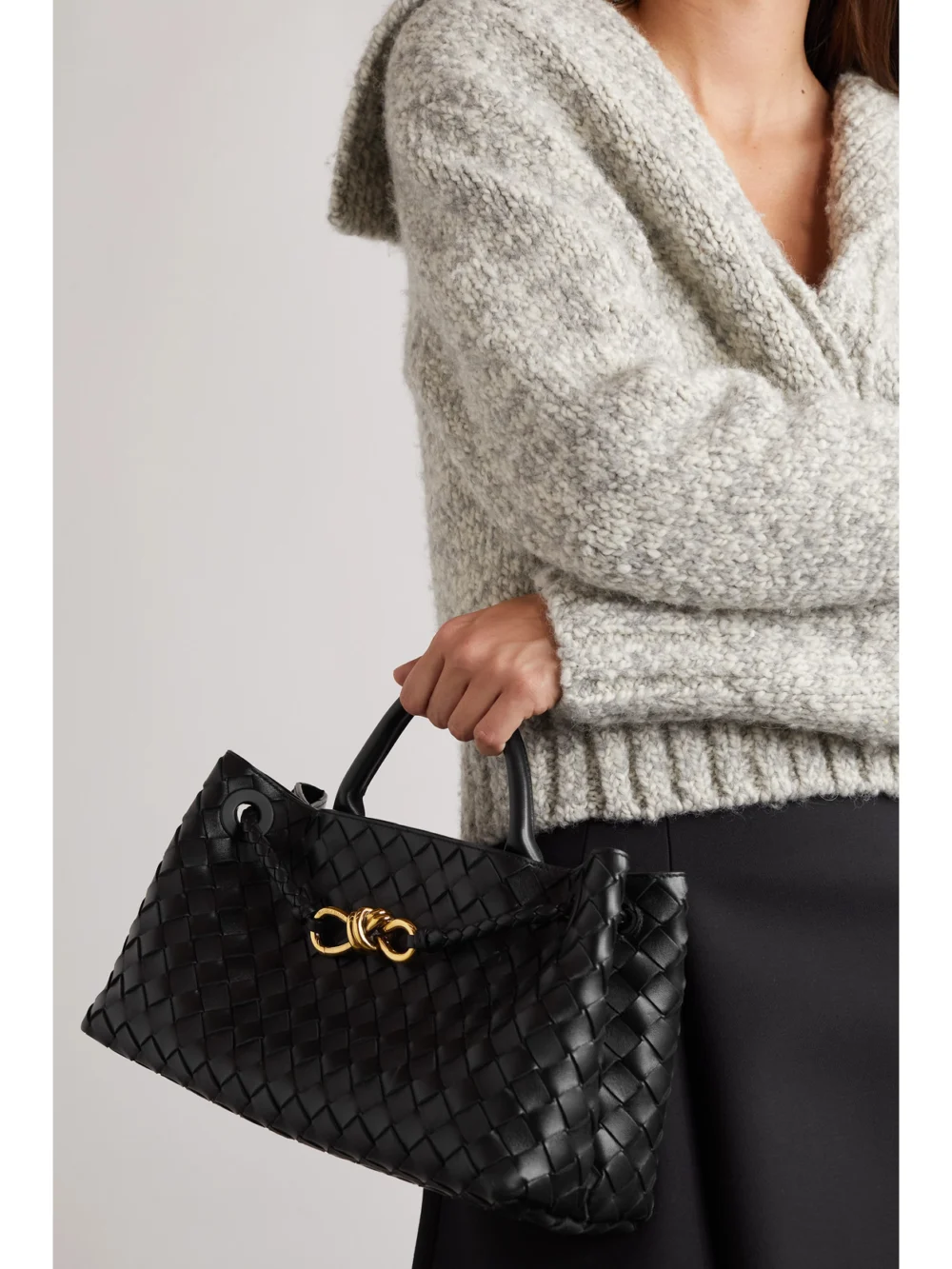 Bottega Veneta Andiamo East-west Small Intrecciato Leather Top-handle Bag, styled view