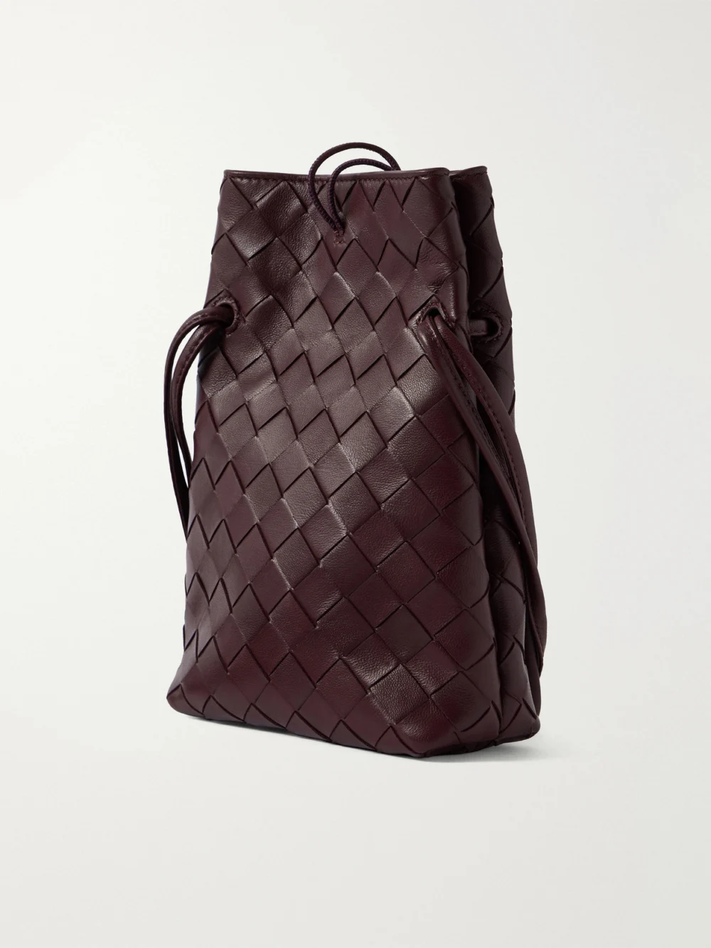 Back view of the Bottega Veneta Andiamo Intrecciato Leather Phone Pouch