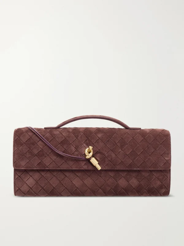 Bottega Veneta Andiamo Intrecciato Suede Clutch