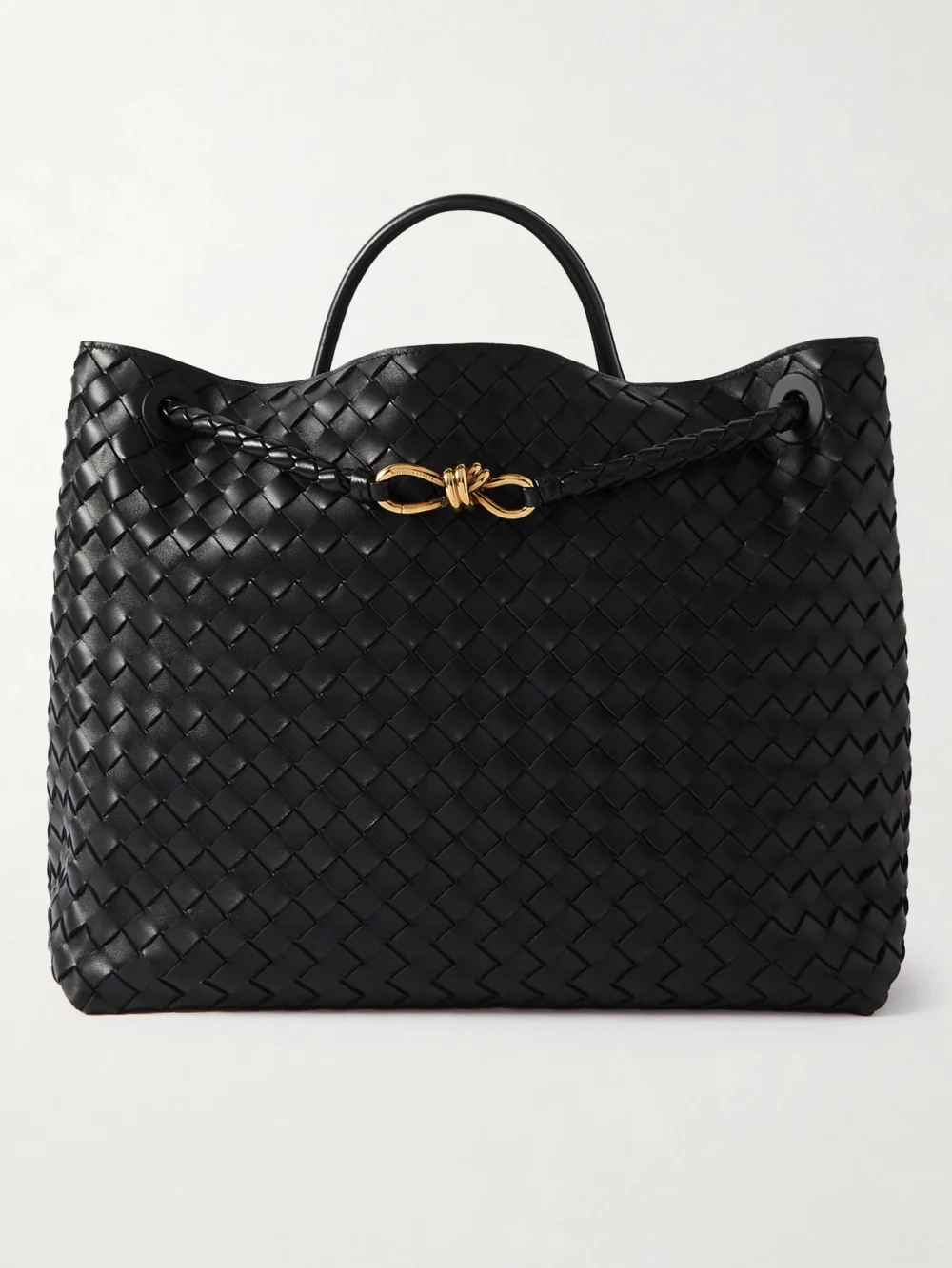 Bottega Veneta Andiamo Large Intrecciato Leather Top-handle Bag in black