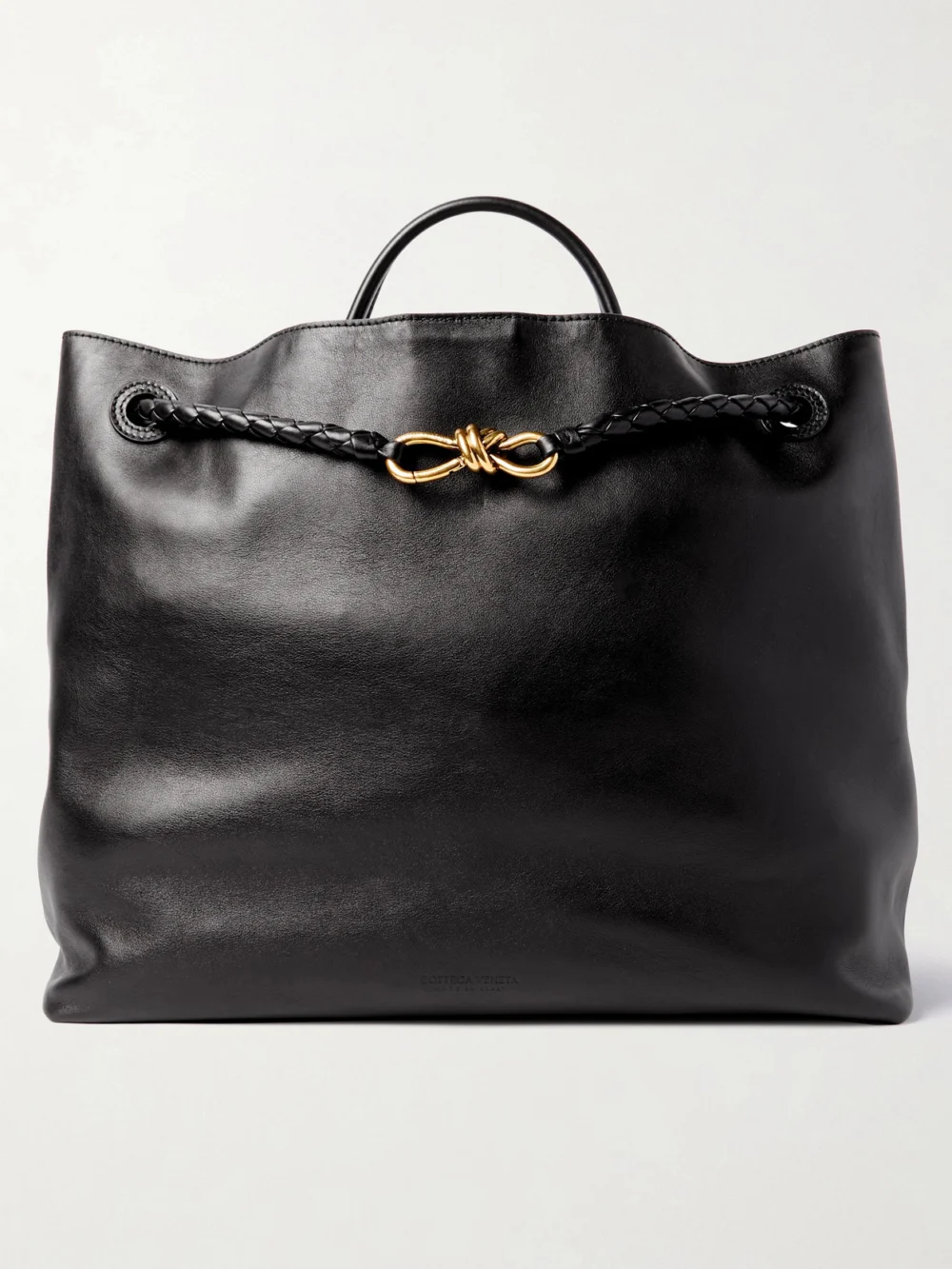Bottega Veneta Andiamo Large Intrecciato Leather Tote in black
