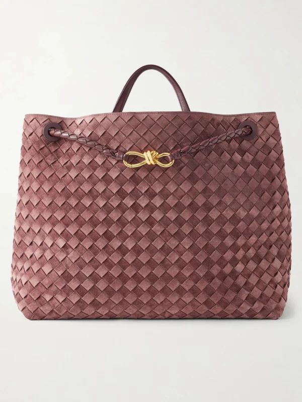 Bottega Veneta Andiamo Large Intrecciato Leather-trimmed Suede Tote