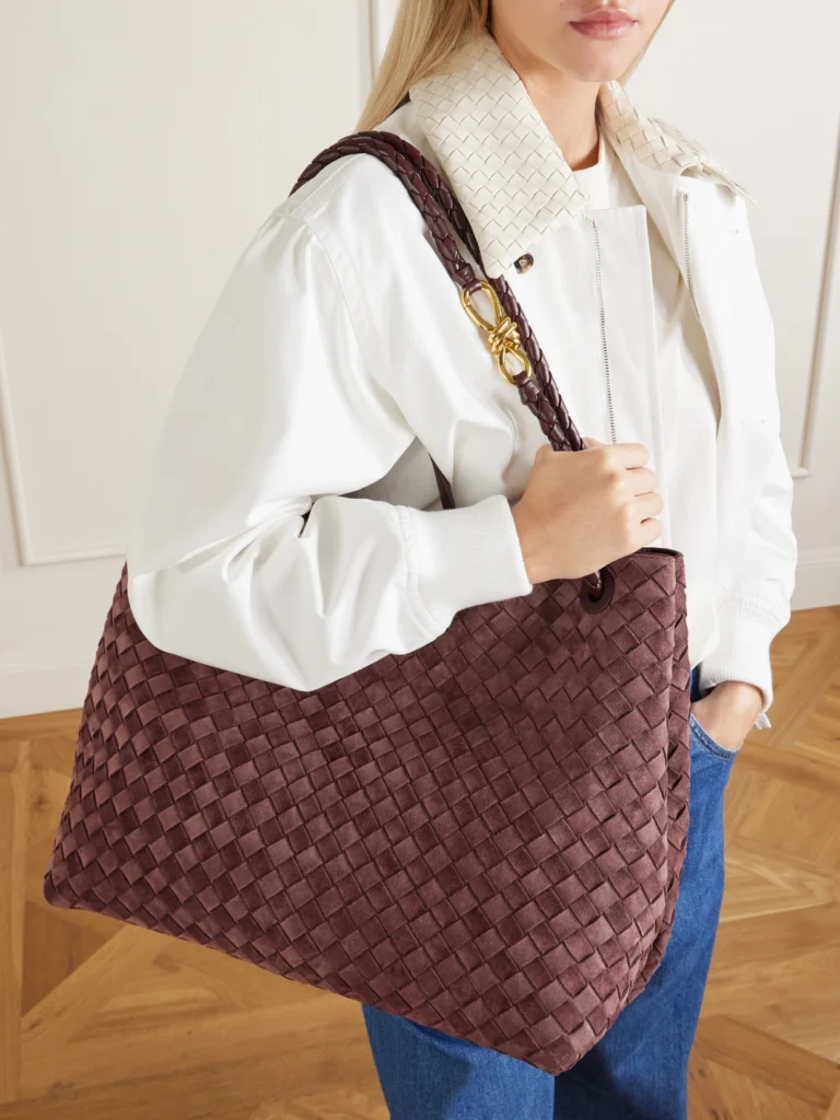 Bottega Veneta Andiamo Large Intrecciato Leather-trimmed Suede Tote