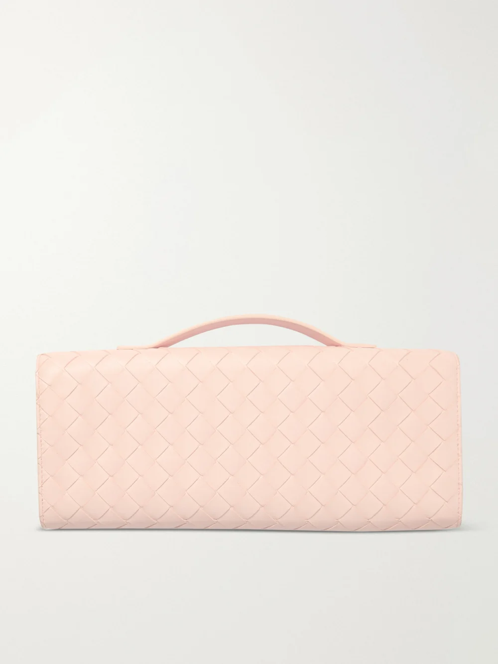 Back view of the Bottega Veneta Andiamo Long Embellished Intrecciato Leather Clutch