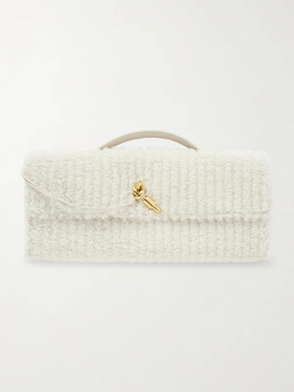 Bottega Veneta Andiamo Long Leather-trimmed Ribbed Bouclé Clutch