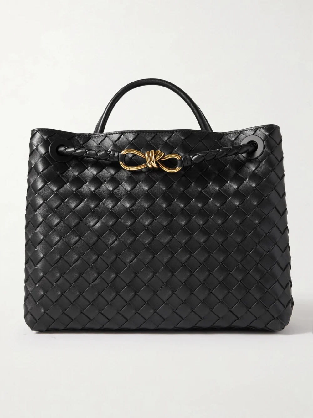 Bottega Veneta Andiamo Medium Intrecciato Leather Top-handle Bag in black
