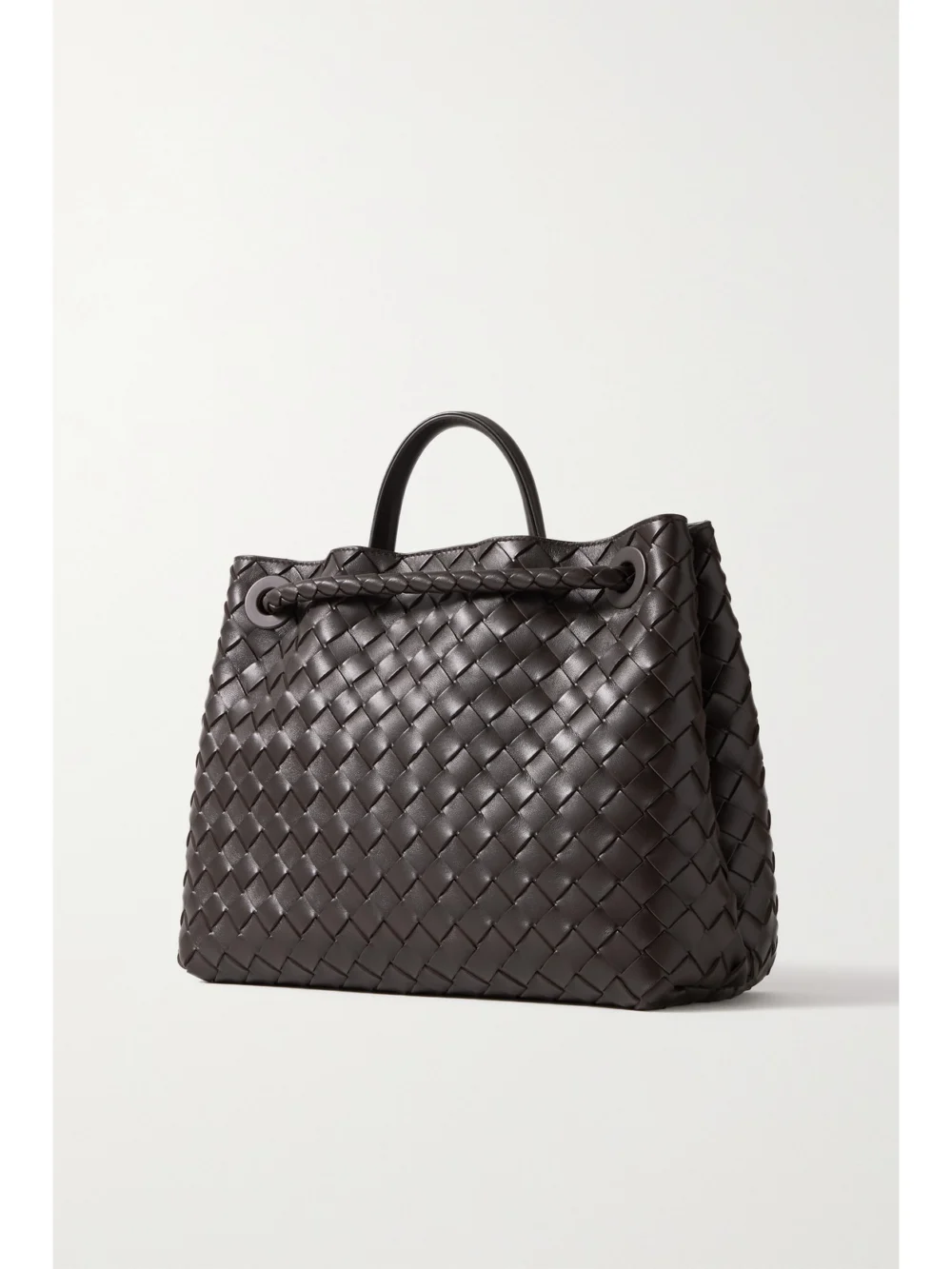 Back view of the Bottega Veneta Andiamo Medium Intrecciato Leather Top-handle Bag