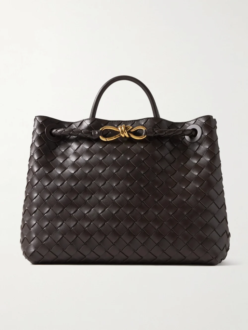 Bottega Veneta Andiamo Medium Intrecciato Leather Top-handle Bag in dark brown