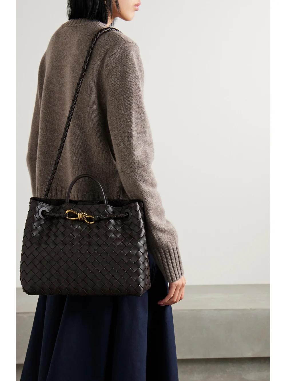 Bottega Veneta Andiamo Medium Intrecciato Leather Top-handle Bag, another view