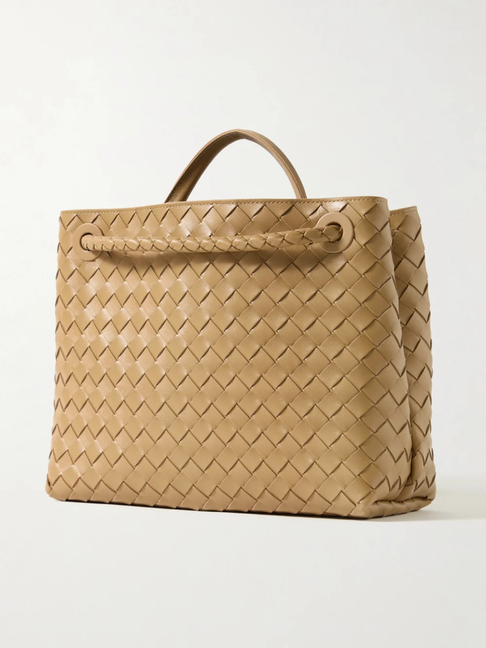 Back view of the Bottega Veneta Andiamo Medium Intrecciato Leather Top-handle Bag