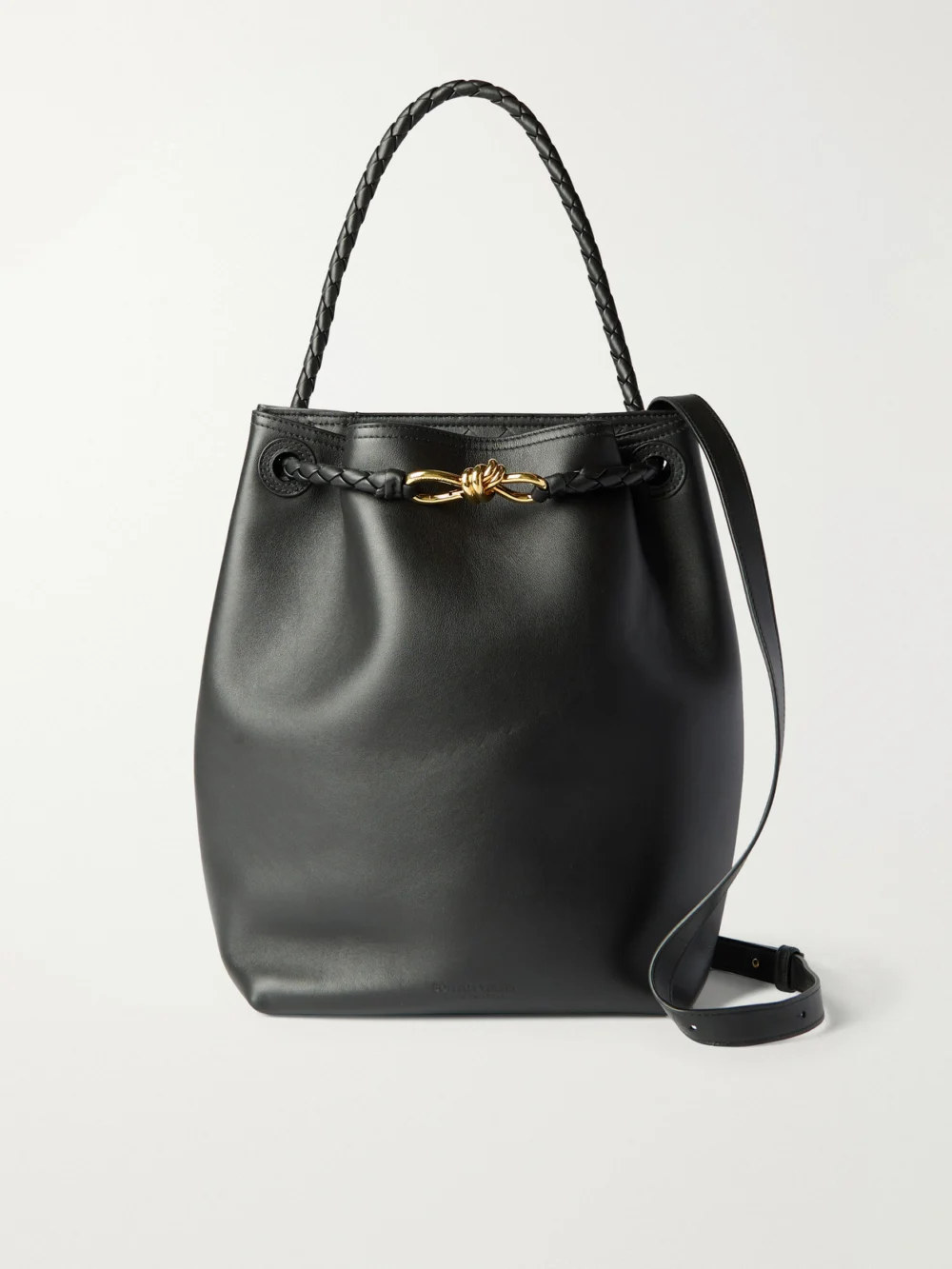 Bottega Veneta Andiamo Medium Leather Bucket Bag in black