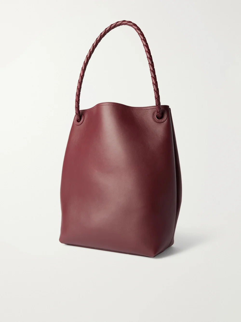 Back view of the Bottega Veneta Andiamo Medium Leather Bucket Bag