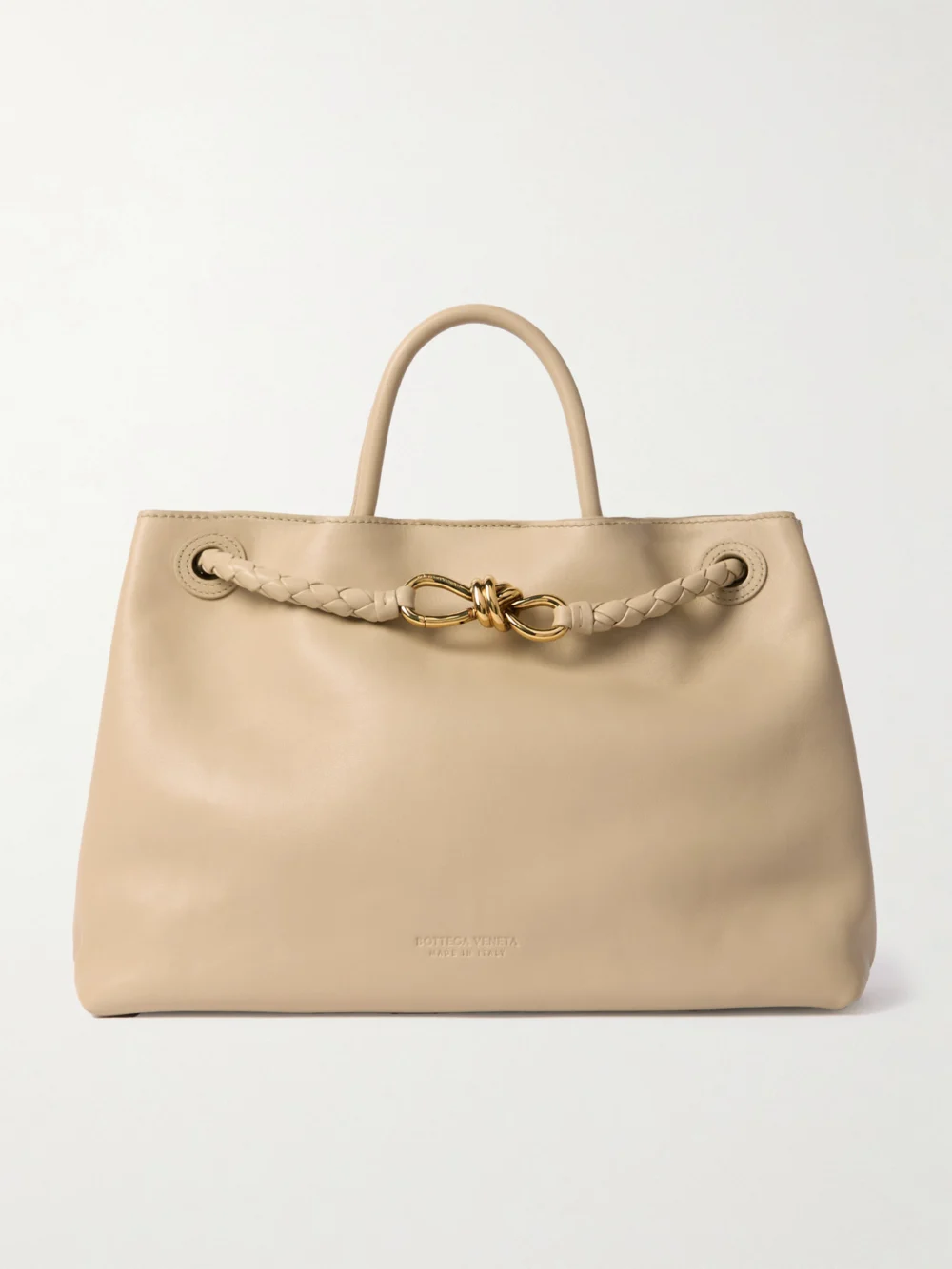 Bottega Veneta Andiamo Medium Leather Shoulder Bag in cream