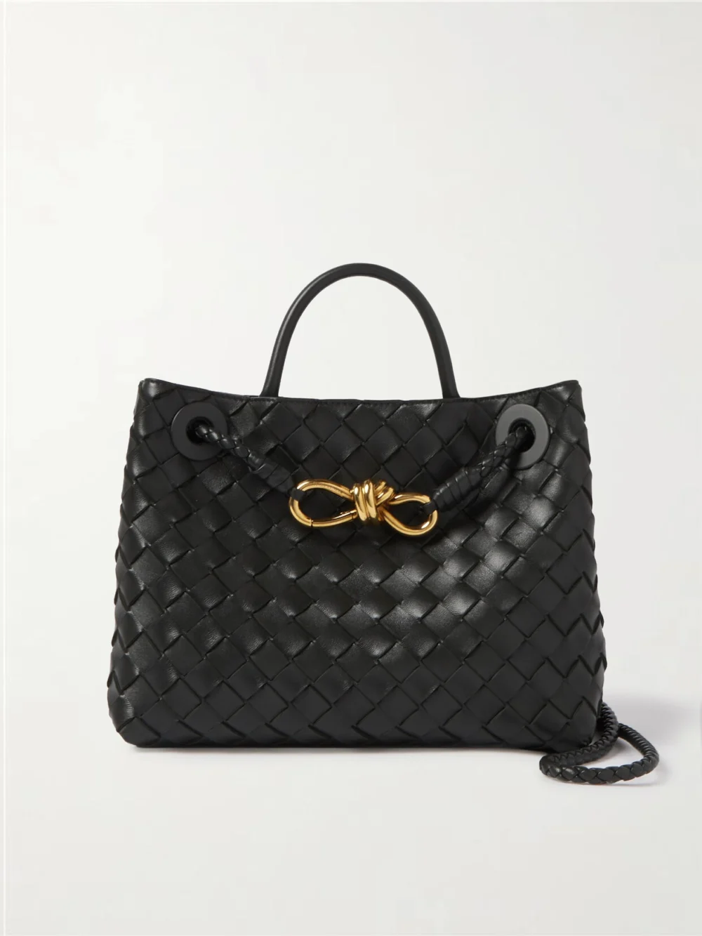 Bottega Veneta Andiamo Small Intrecciato Leather Top-handle Bag in black