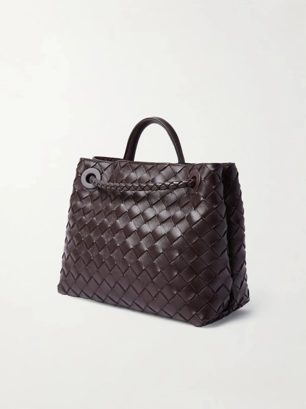 Back view of the Bottega Veneta Andiamo Small Intrecciato Leather Top-handle Bag
