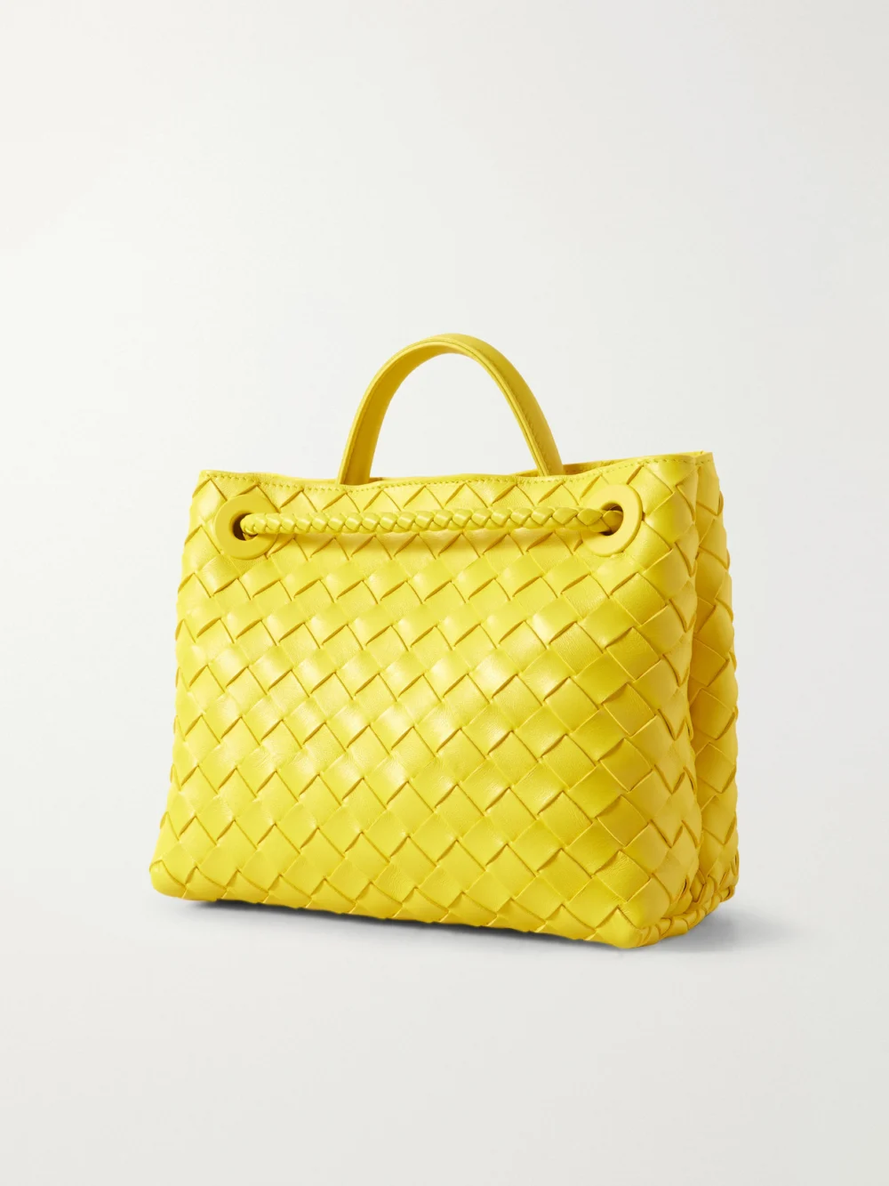 Back view of the Bottega Veneta Andiamo Small Intrecciato Leather Top-handle Bag