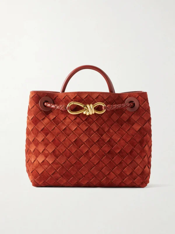 Bottega Veneta Andiamo Small Intrecciato Suede Shoulder Bag