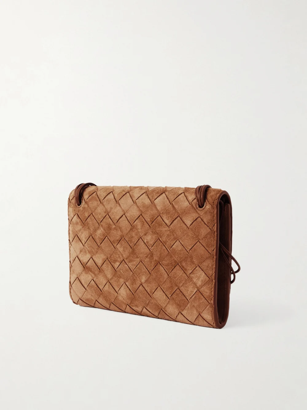 Back view of the Bottega Veneta Andiamo Small Intrecciato Suede Shoulder Bag