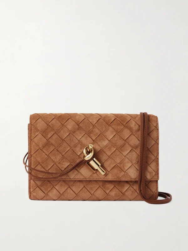 Bottega Veneta Andiamo Small Intrecciato Suede Shoulder Bag