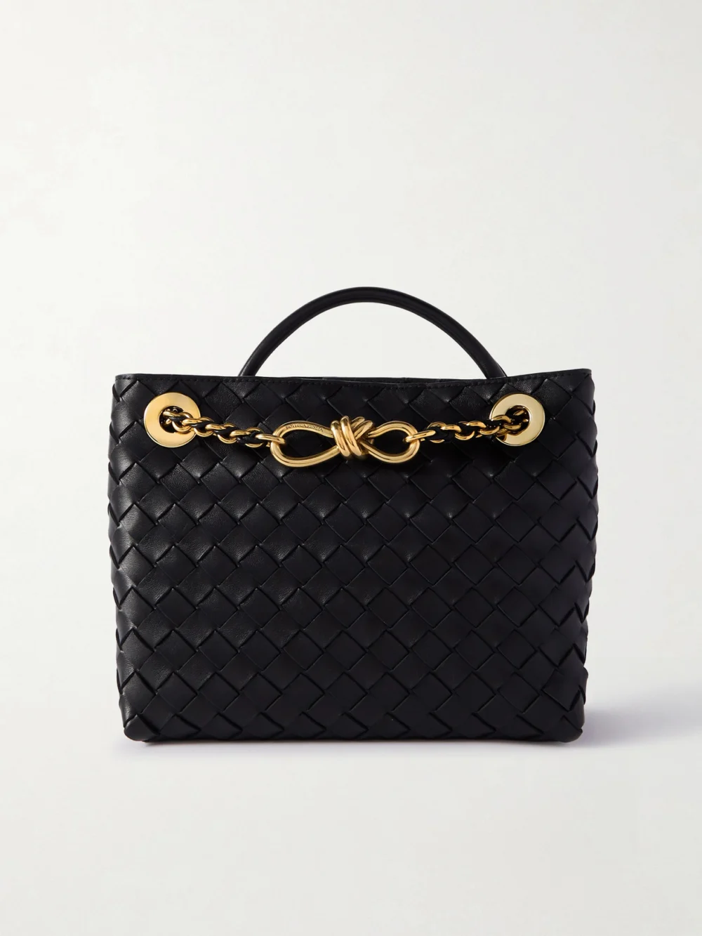 Bottega Veneta Andiamo with Chain Small Intrecciato Leather Shoulder Bag in black