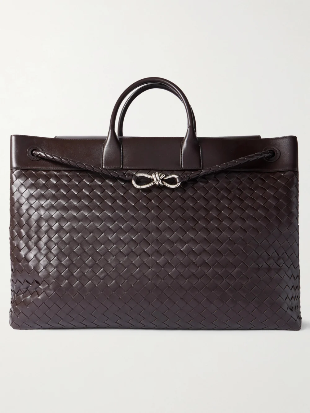 Bottega Veneta Avenue Maxi Leather-trimmed Intrecciato Tote in dark brown