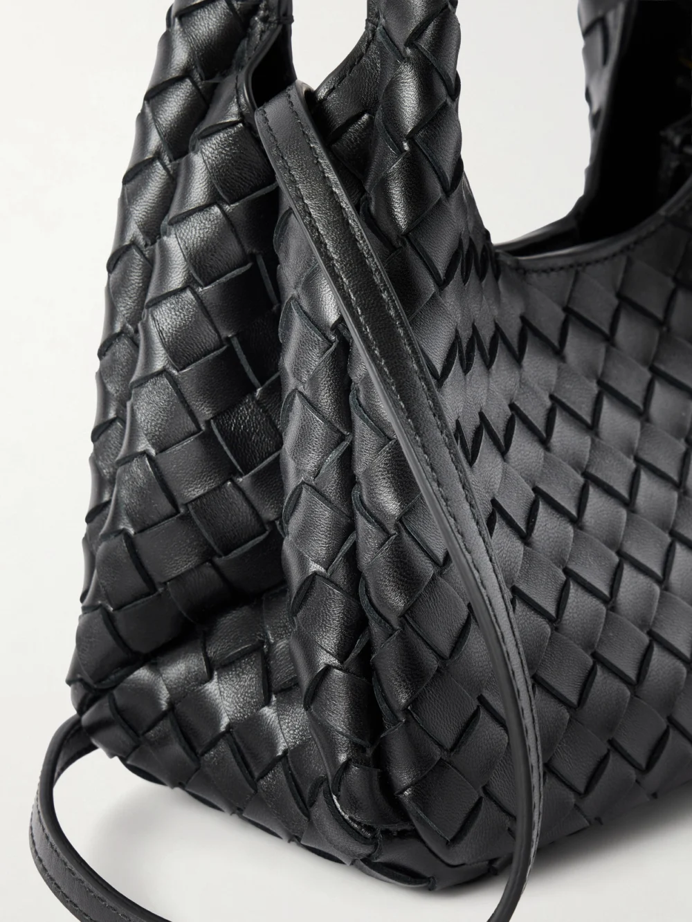 Close-up detail of the Bottega Veneta Baby Campana 19 Leather Shoulder Bag