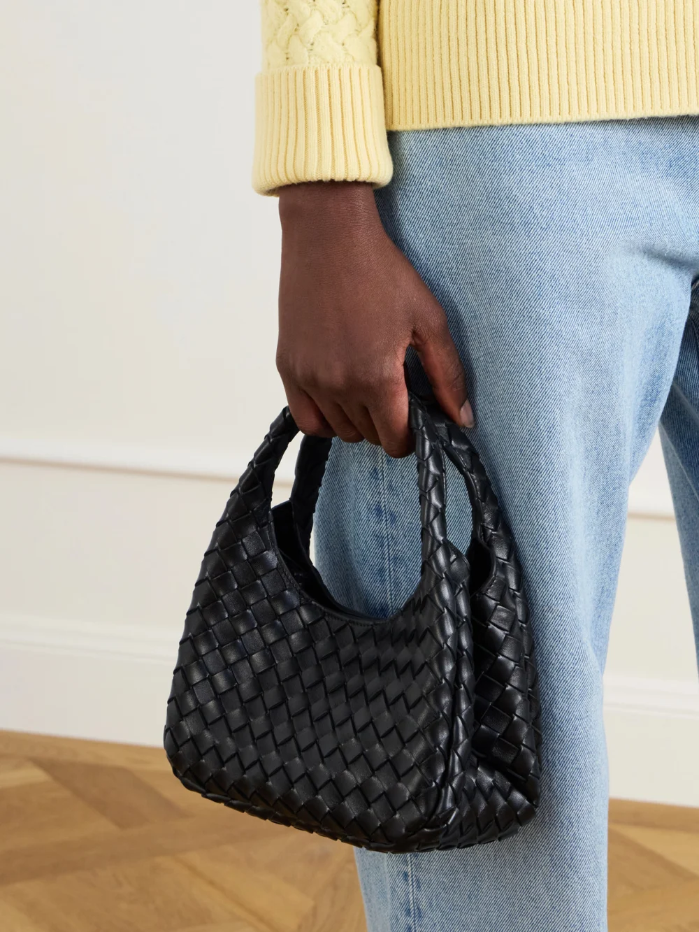 Bottega Veneta Baby Campana 19 Leather Shoulder Bag, styled view
