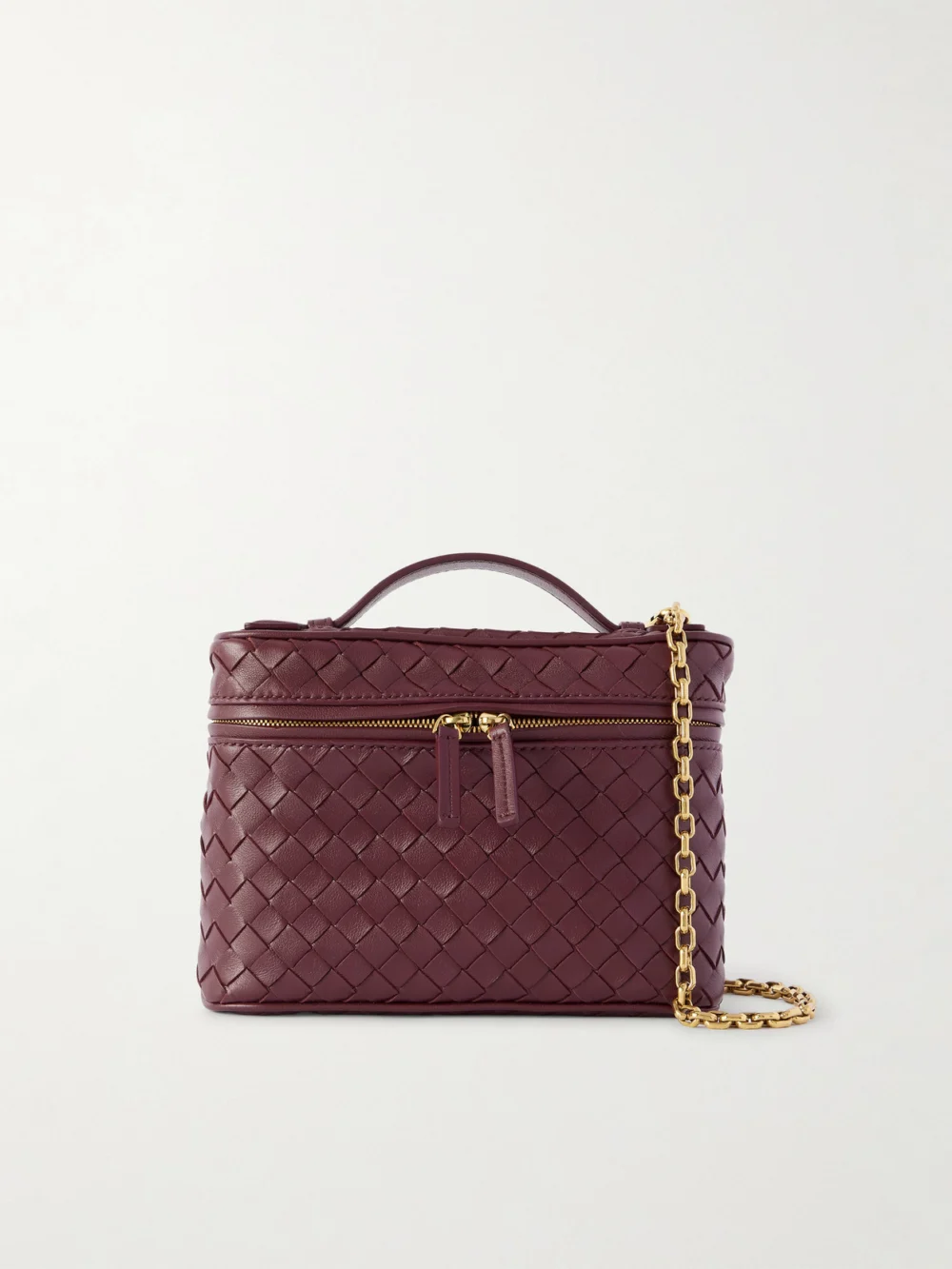 Bottega Veneta Bang Bang Small Intrecciato Leather Tote in burgundy