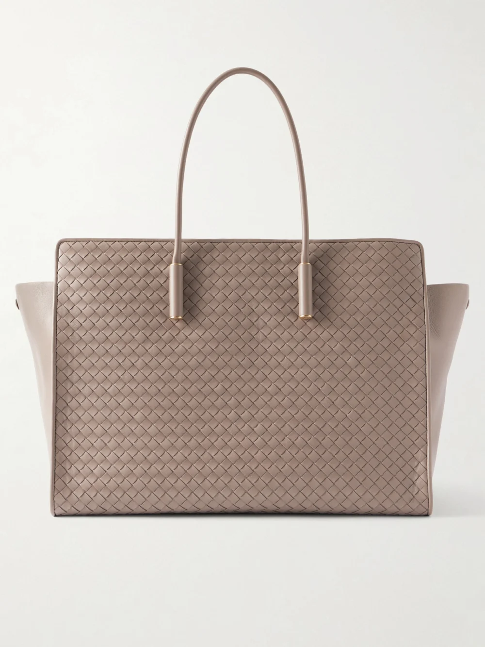 Bottega Veneta Barbara Intrecciato Leather Tote Bag in gray