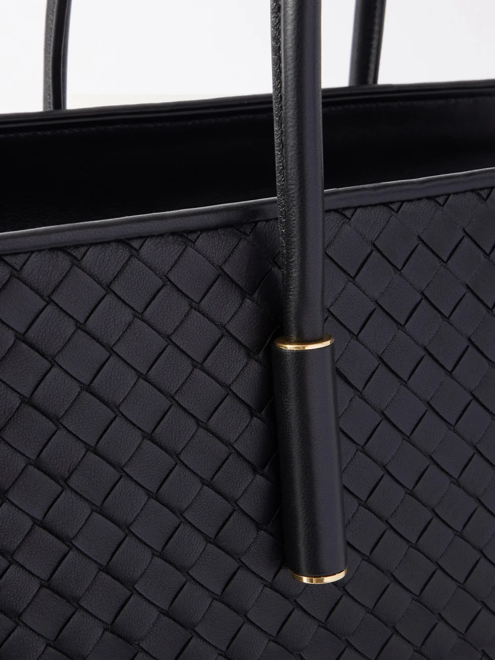 Close-up detail of the Bottega Veneta Barbara Intrecciato Leather Tote