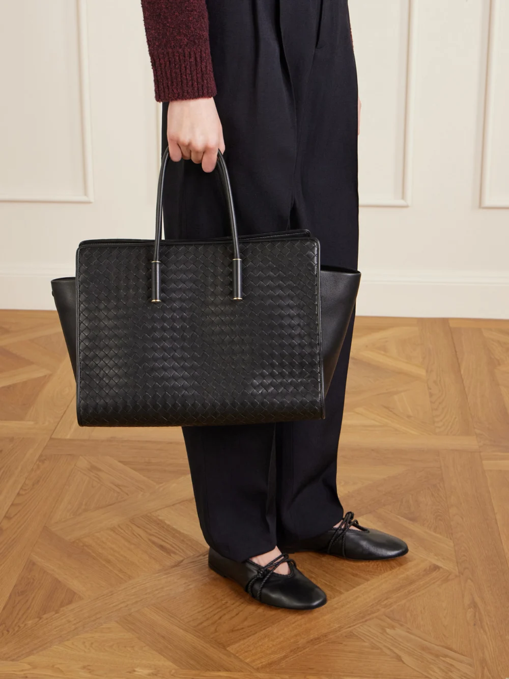 Bottega Veneta Barbara Intrecciato Leather Tote, styled view