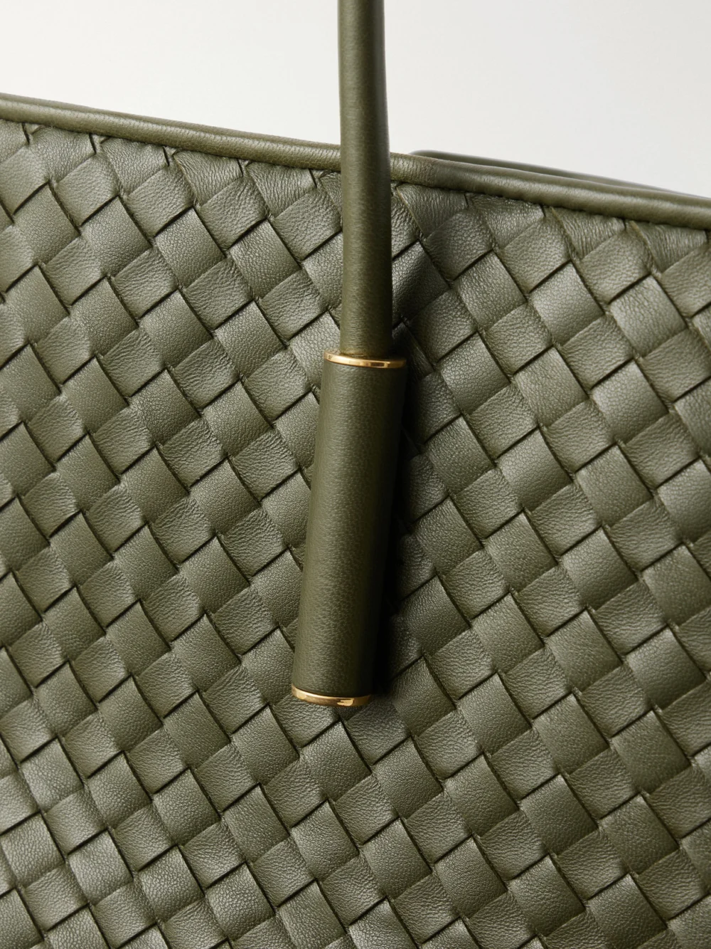 Close-up detail of the Bottega Veneta Barbara Intrecciato Leather Tote