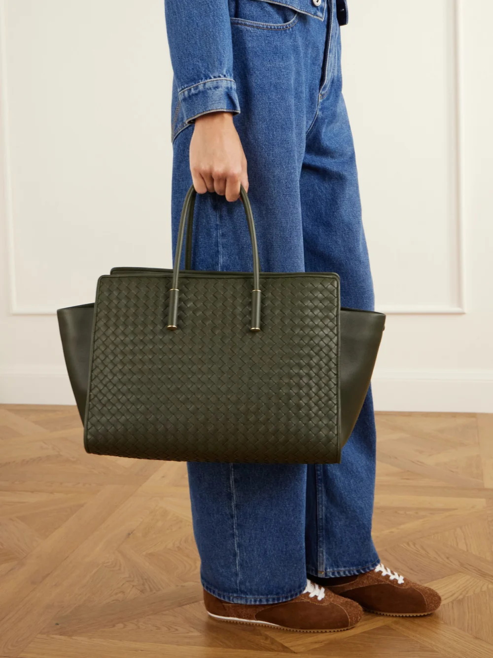 Bottega Veneta Barbara Intrecciato Leather Tote, styled view
