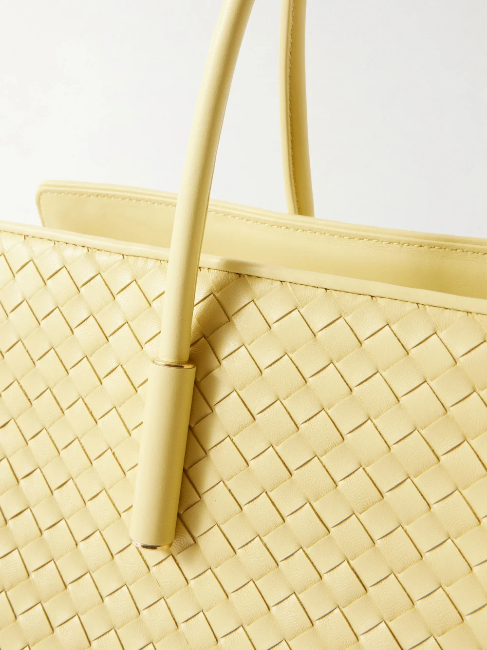 Close-up detail of the Bottega Veneta Barbara Intrecciato Leather Tote