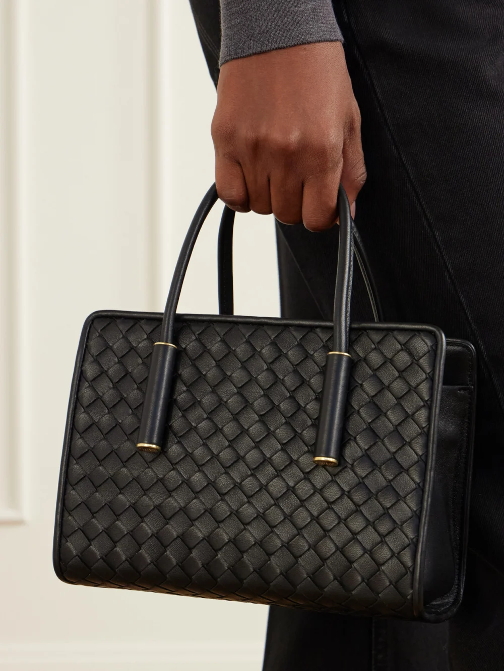 Bottega Veneta Barbara Mini Intrecciato Leather Tote, styled view