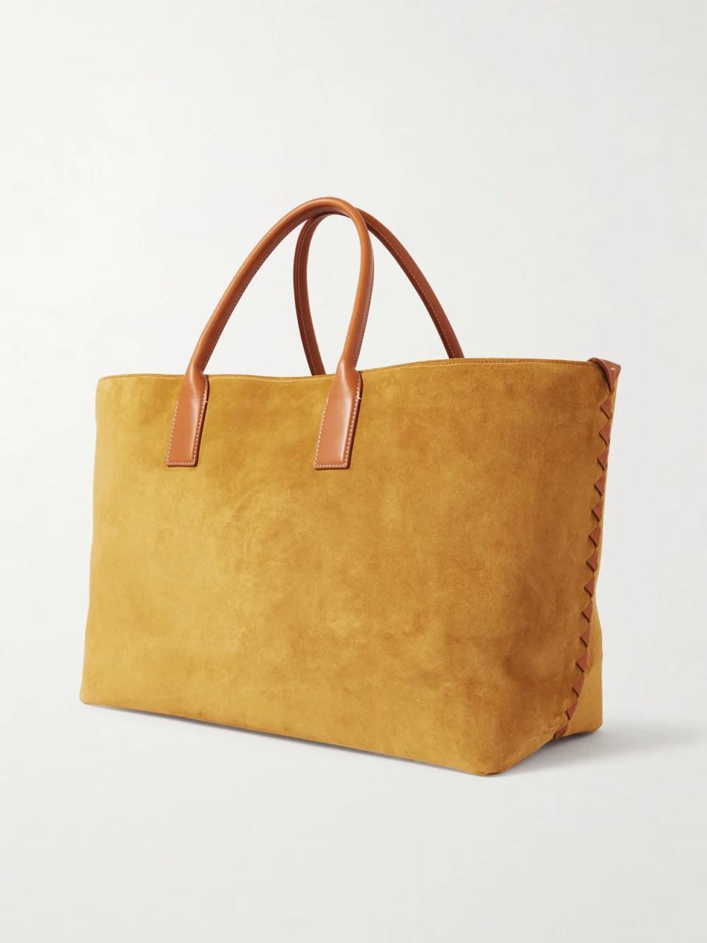 Back view of the Bottega Veneta Cabat Large Leather-trimmed Suede Tote