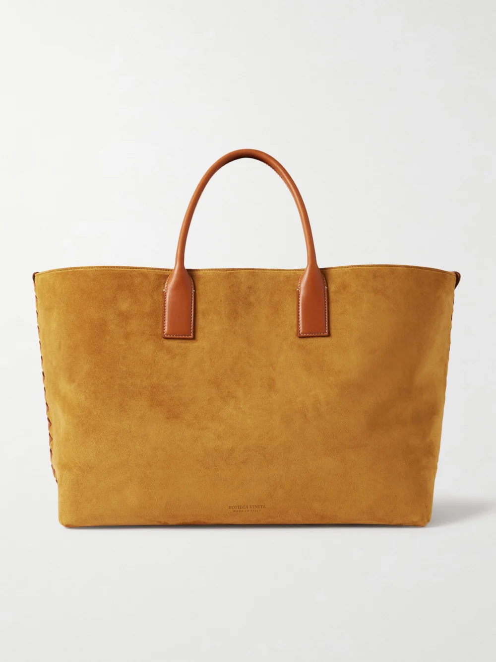 Bottega Veneta Cabat Large Leather-trimmed Suede Tote in camel