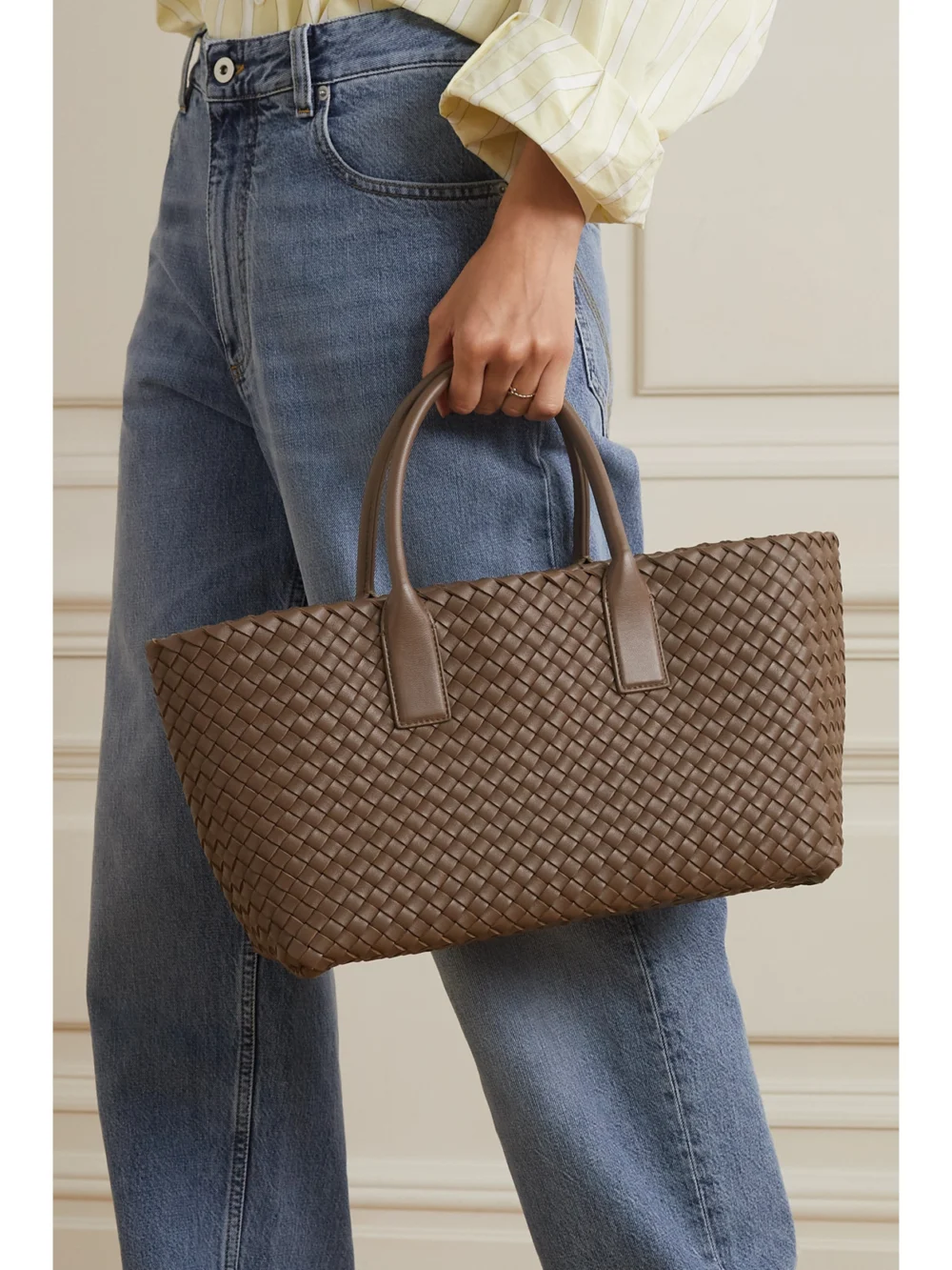 Bottega Veneta Cabat Small Intrecciato Leather Tote, styled view