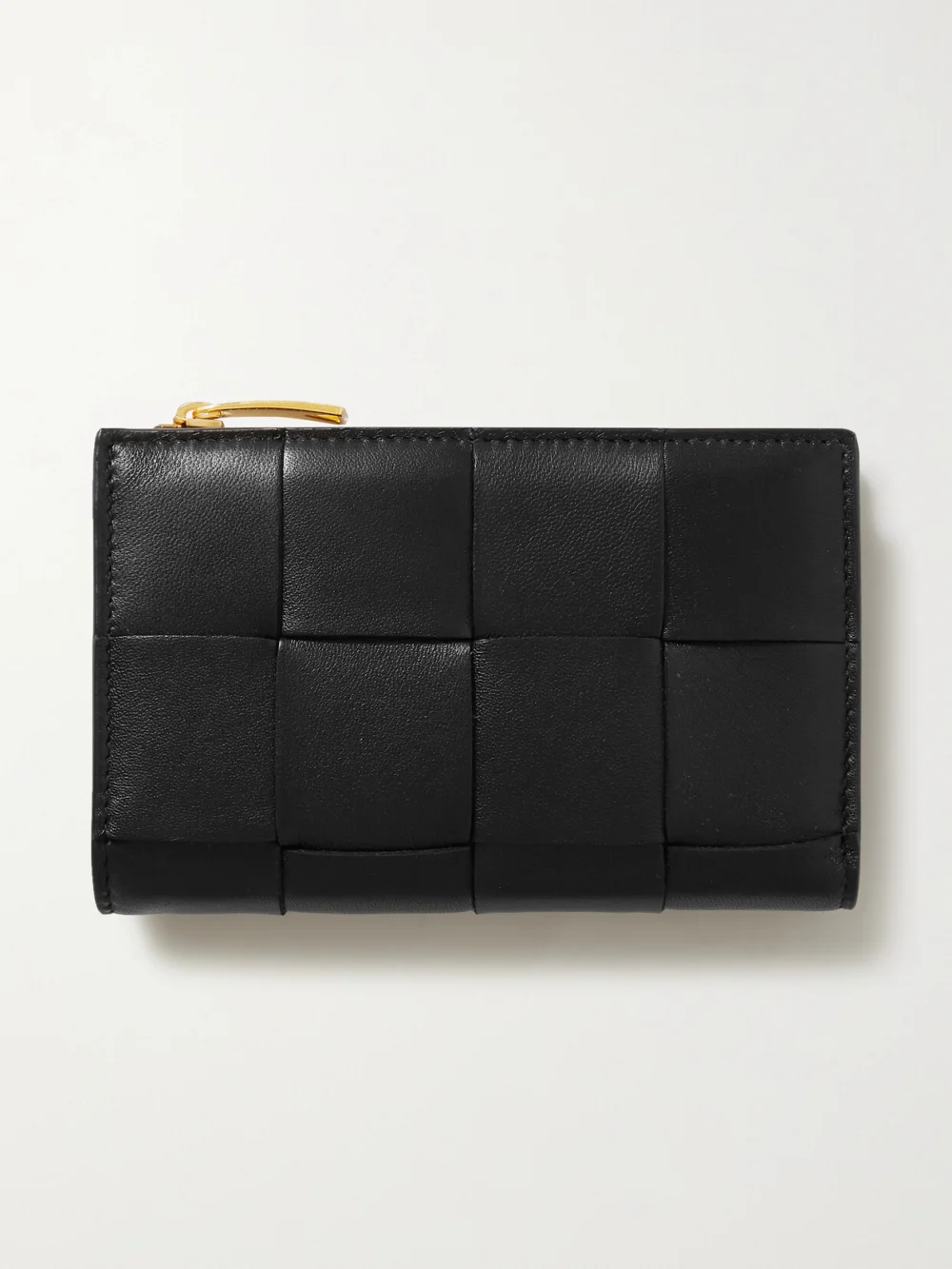Bottega Veneta Cassette Intrecciato Leather Wallet in black