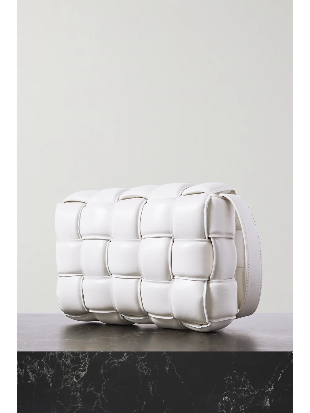 Back view of the Bottega Veneta Cassette Medium Padded Intrecciato Leather Shoulder Bag