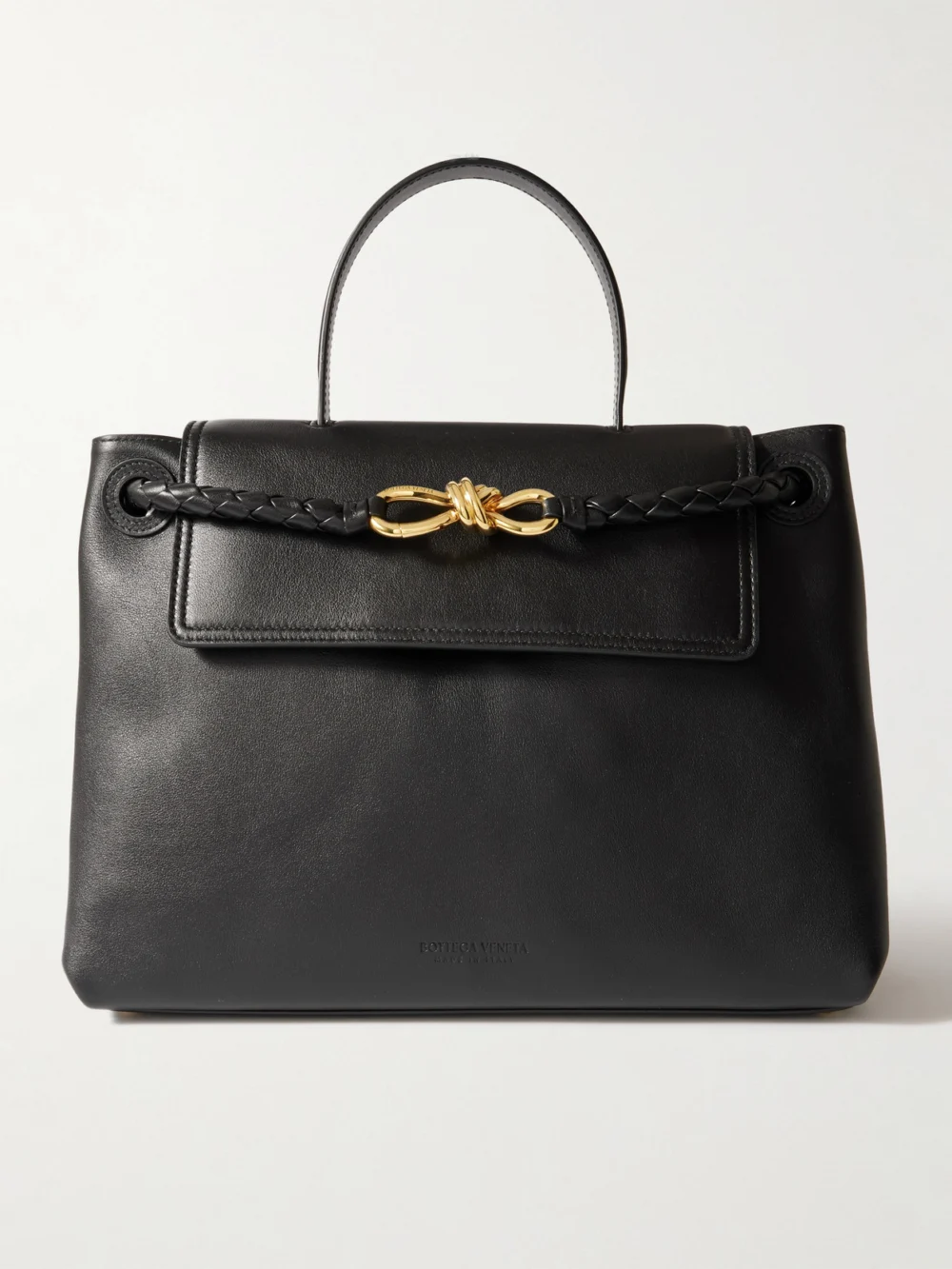 Bottega Veneta Ciao Ciao Medium Intrecciato Leather Top-handle Bag in black