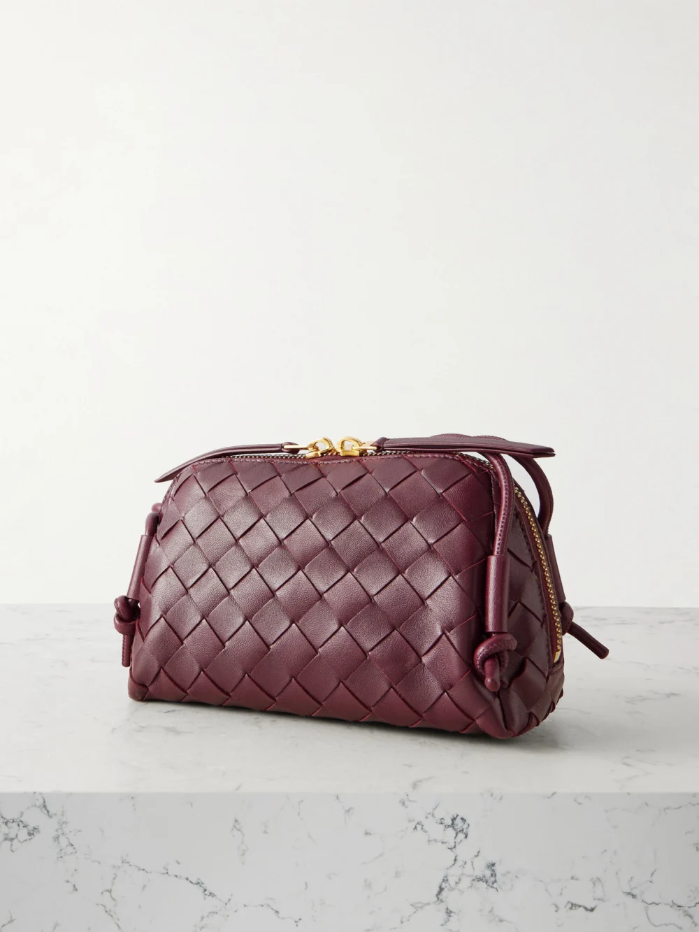 Back view of the Bottega Veneta Concert Pouch Intrecciato Leather Shoulder Bag